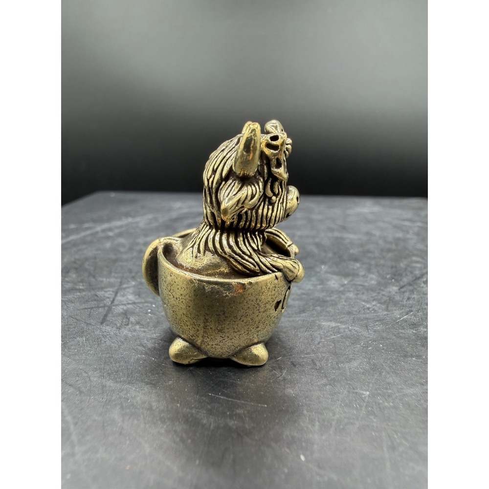 🐮☕ Miniature Brass Highland Cow in Coffee Cup – Cute Figurine‎ ☕🐮 - Picture 4 of 6